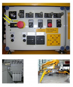 Automatische Aufstellung und automatisches Absenken der Bühne (Raupen) title=